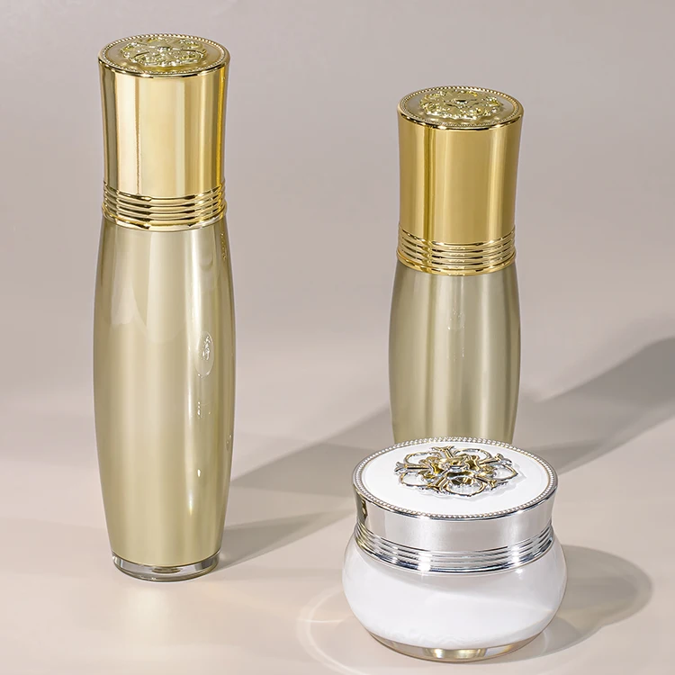 15g 20g 30g 30ml 50ml electroplated gold acrylic  figure top cosmetic cream jar and lotion bottle set
