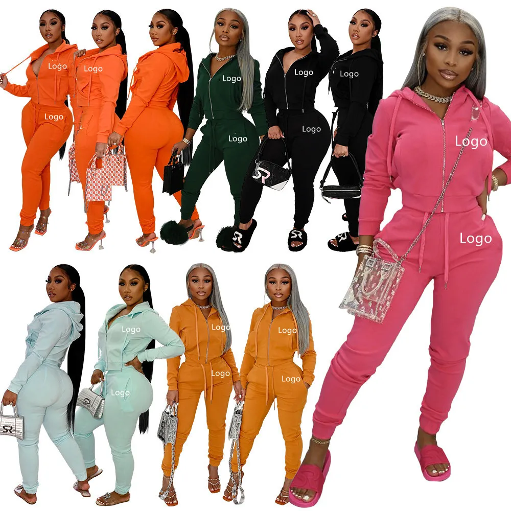 Customized Tracksuit Women Cotton Polyester Blank Jogger Sets Spandex Sports tracksuits