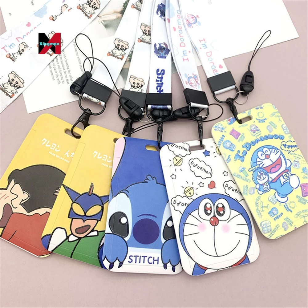 Cartoon student campus meal card cover boys and girls badges long lanyard work ID card bus subway protective sleeve