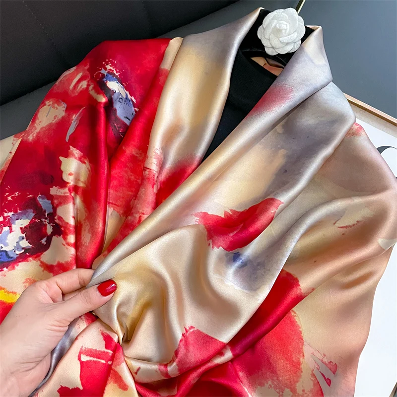 traditional Vacation colorways Modern 90*180cm Womens vibrant silk scarf country