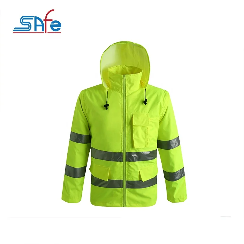 New style high visibility reflective raincoat safety jacket for rain