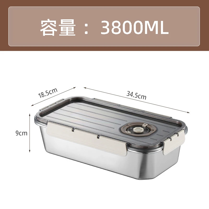 Stainless Steel 2200ml Rectangular Dumpling Plate Gong Zheng Grain Dumpling Fresh-Keeping Box with Lock