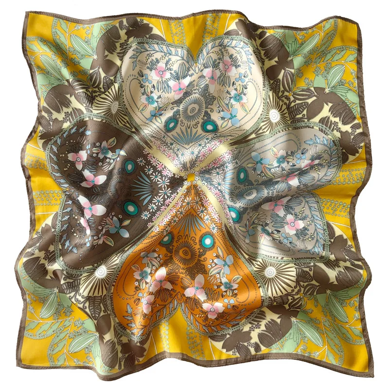Small square 53x53 real silk digital printing bandana spring and summer thin temperament neck scarf