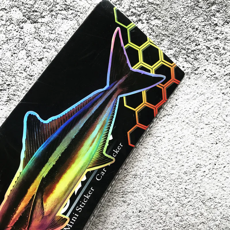 Holographic iridescent Decal Fishing Bumper Sticker Fish Auto Decal Car Truck Boat RV Real Life Rod Bass Fish Sticker