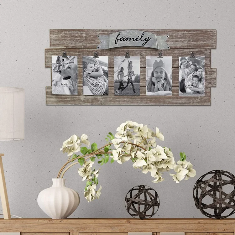 Wholesale 12 inch digital wooden girl funny large black  photo frame set collage picture frames
