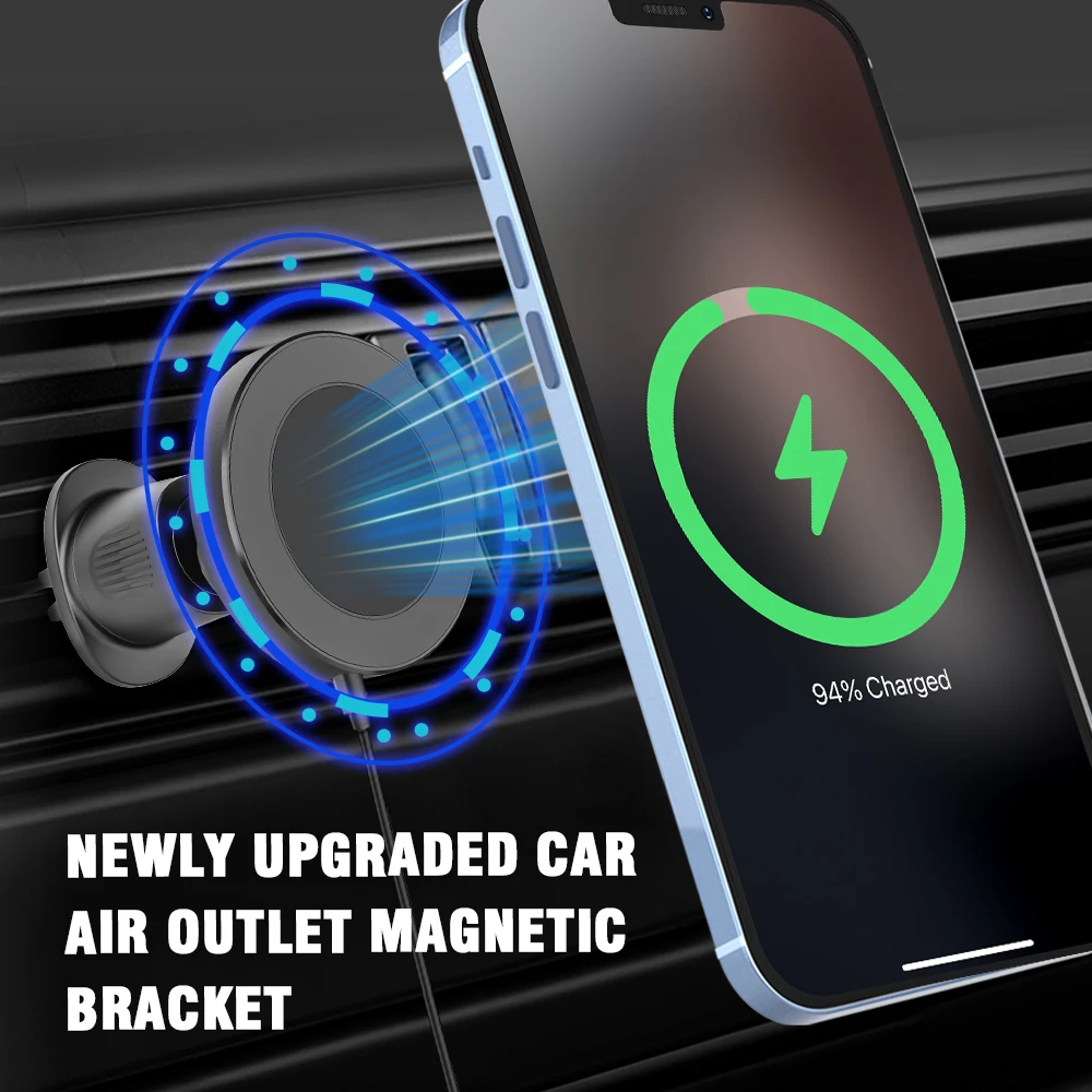 15W Fast Charging Car Air Vent Phone Holder Strong Magnetic Wireless Charger For iPhone 12 / 13 /14 series Magsafe