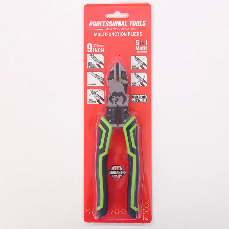 Factory direct sales with cardboard packaging pliers green chromium vanadium steel multi-functional wire scissors