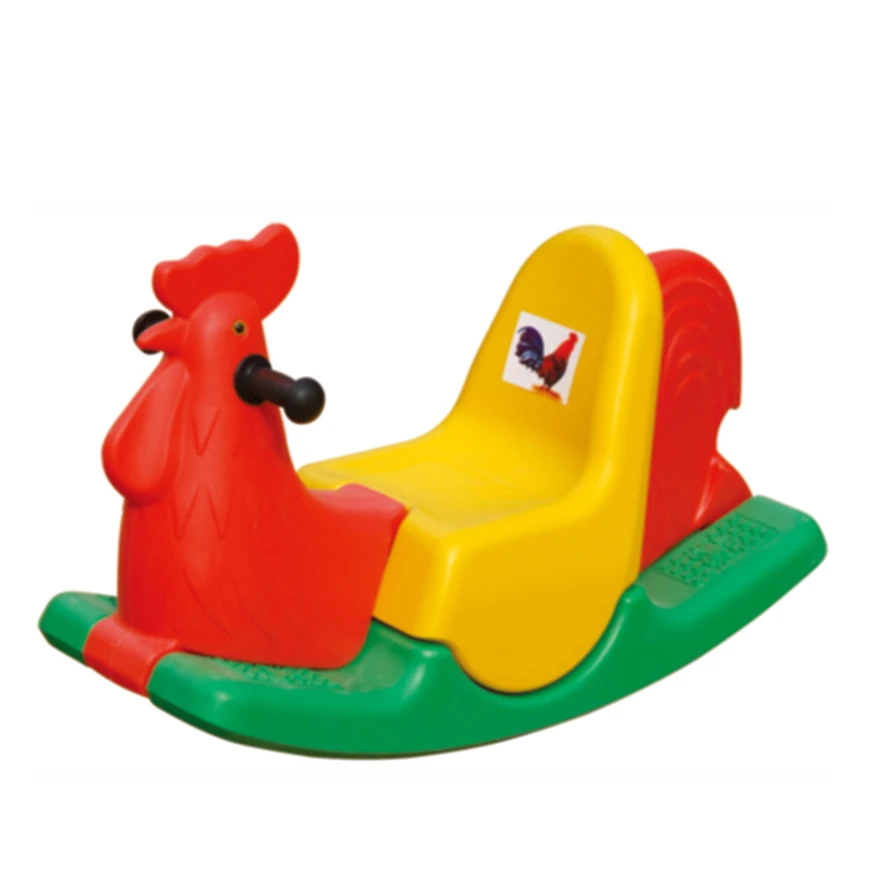 Tri-color chicken plastic toy rocking horse for kids