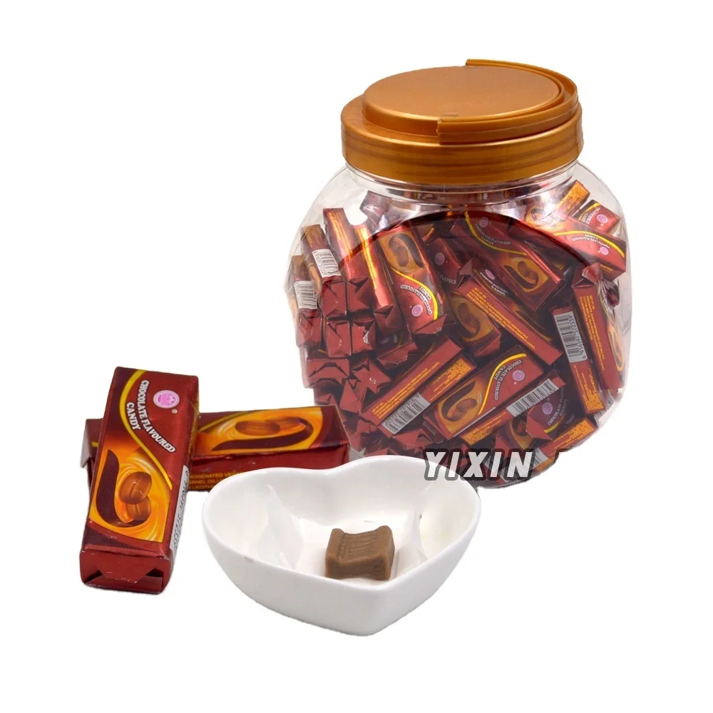 9.2g sweet chocolate flavor oem square toffee candy in jar