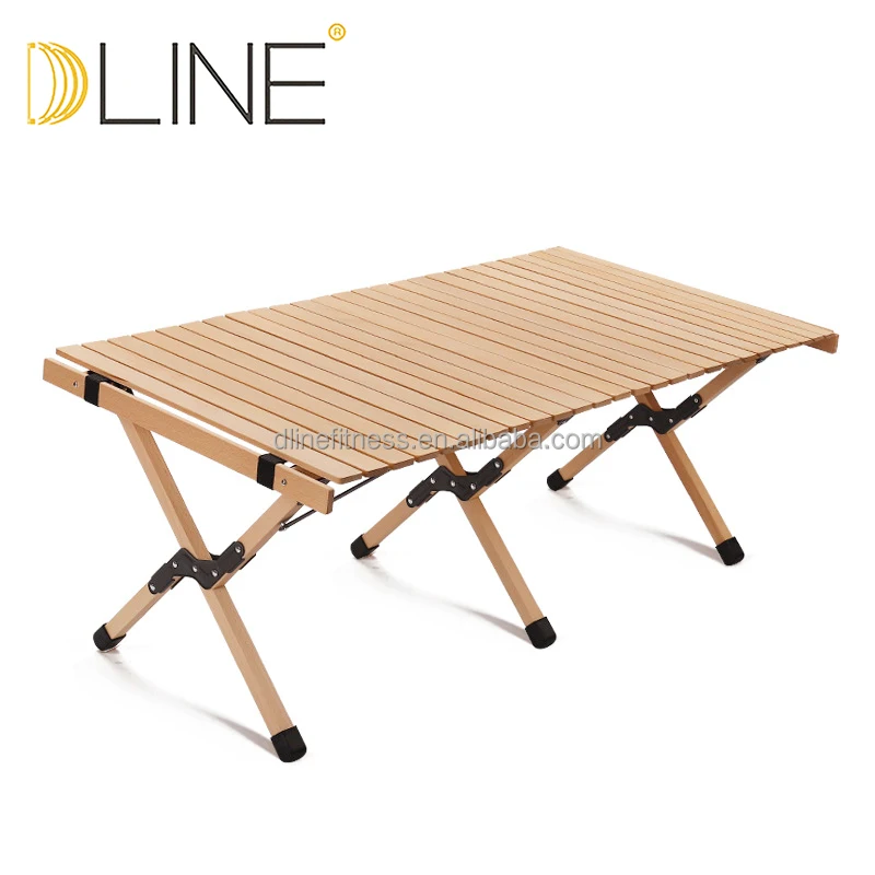 Outdoor portable picnic barbecue table camping egg roll table self-driving trip solid wood picnic folding table