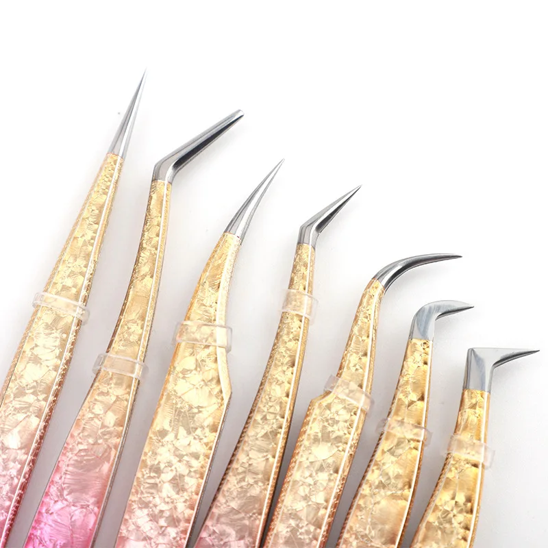 wholesale Ice Flower Anti-static 3D Accurate Eyebrow Grafting False Lashes Extension Supplies Pincer Clip Tweezers Tools