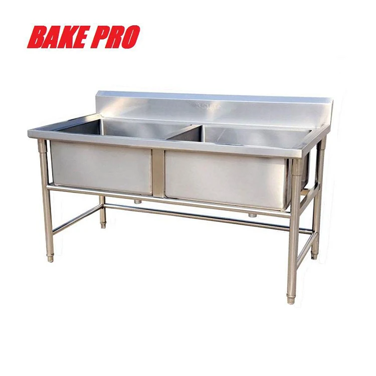 Hot selling stainless steel sink with bracket double groove stainless steel vertical commercial kitchen sink