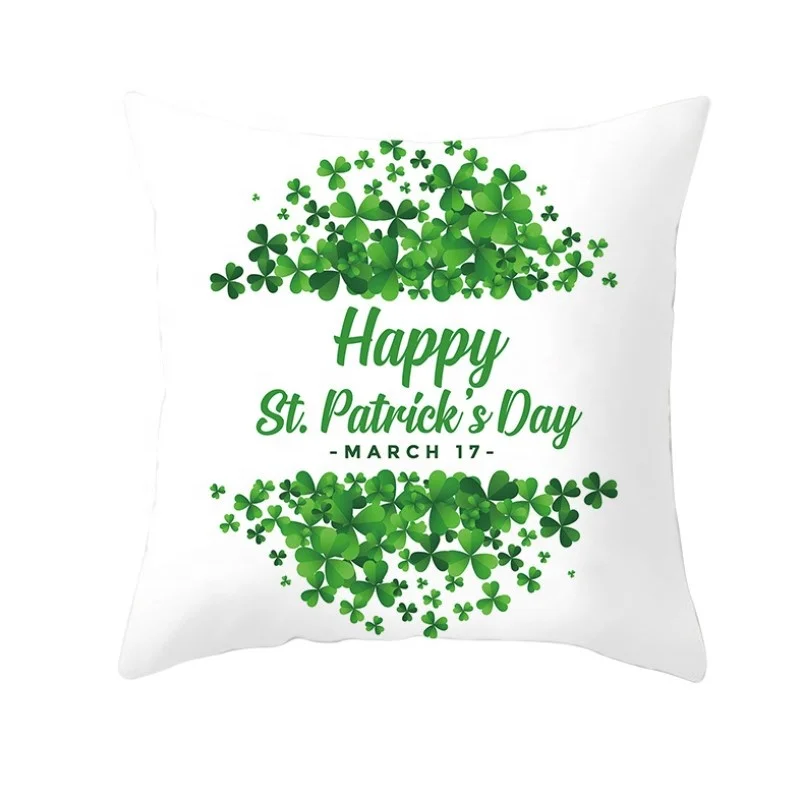 Irish Cushion Cover Spring Green Leaves Decor Pillow Cover Tropical Hawaii Party Decoration Happy St.Patricks Day Decoration