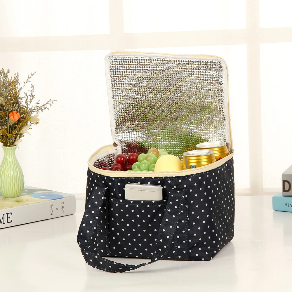 Oxford Cloth Insulation Lunch Bag Fashionable Portable Waterproof Cooler Tote Handheld Thermal Food Insulator for Picnic Travel