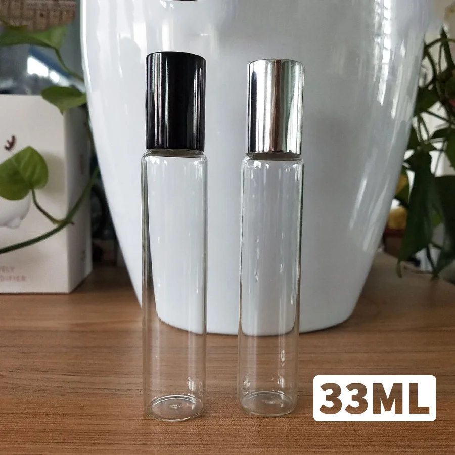 Wholesale 33ml straight tube anodized perfume transparent draw tube thin separate Mount Glass spray bottle