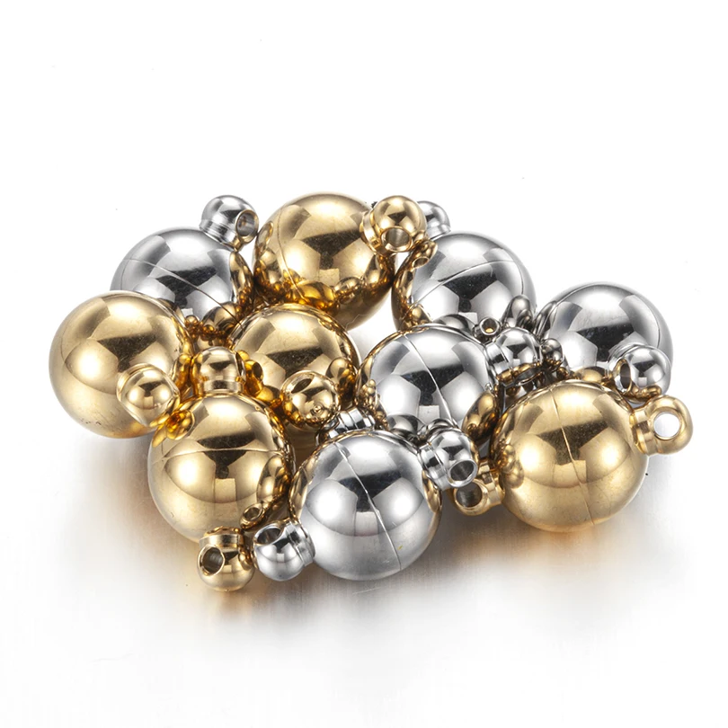Magnetic Clasps Round Ball Clasp for DIY Necklace Bracelet Jewelry Making Stainless Steel Beads