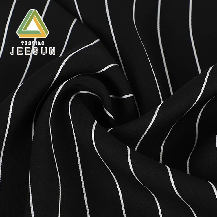  Great smooth lustre soft comfortable black stripe acetate polyester fabric for