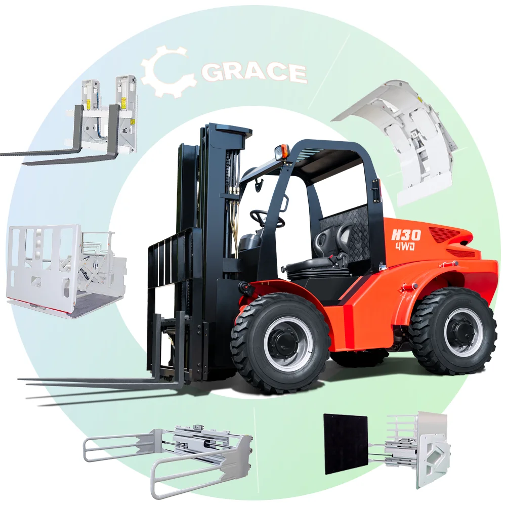 All terrain off-road forklift 3T 3.5t lifting height 5 m articulated frame optional side moving bucket