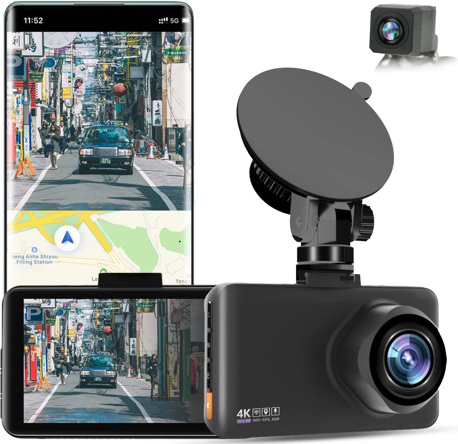 3inch 4K Dash Cam 2160P with GPS  WIFI  Car Camera for Cars Driving Recorder with WDR Loop Recording G-Sensor Parking Monitor