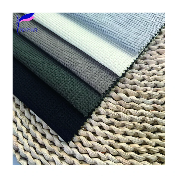 Hot selling 40s imitation cotton 97% polyester 3% spandex waffle fabric with high elasticity for T-shirts