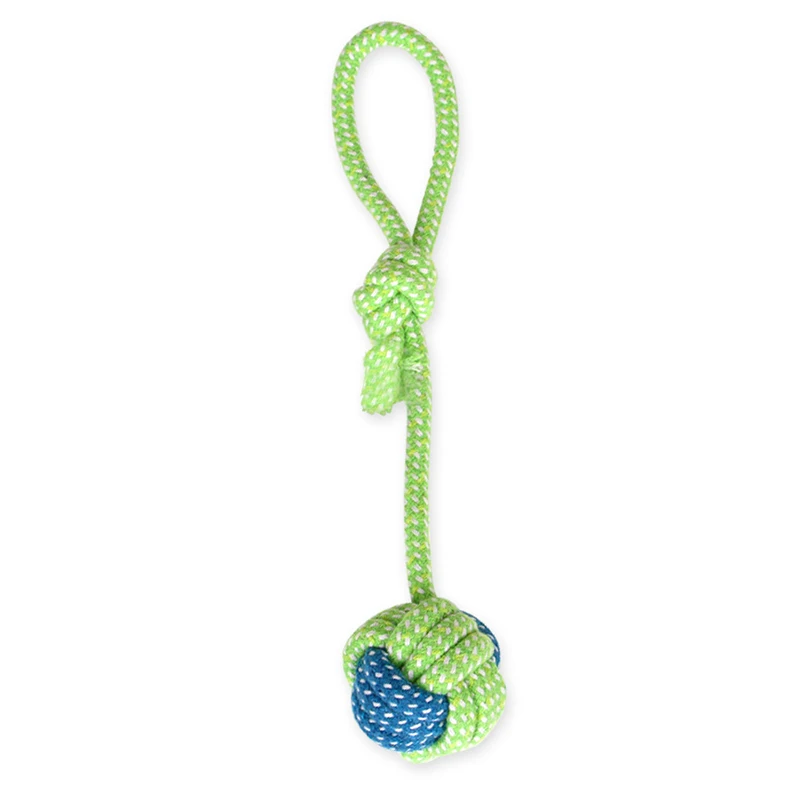 Hot sale custom design logo bite resistance green durable ball pet dog rope toys set