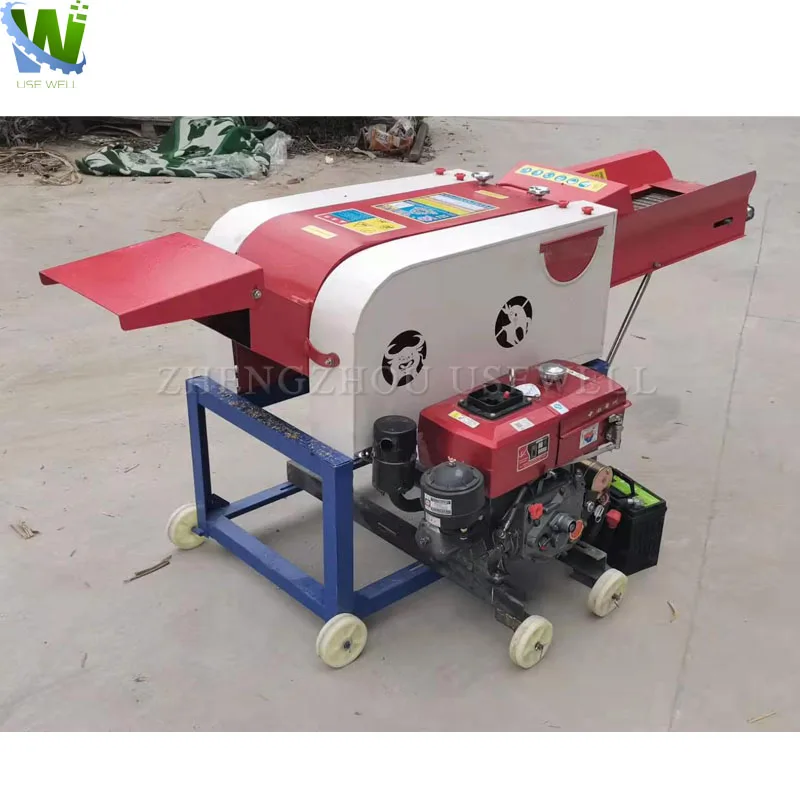 2hp dry Hay chaff cutter forage crop green Grass Cutting shredder diesel-powered straw chaff cutter crusher machine for cow