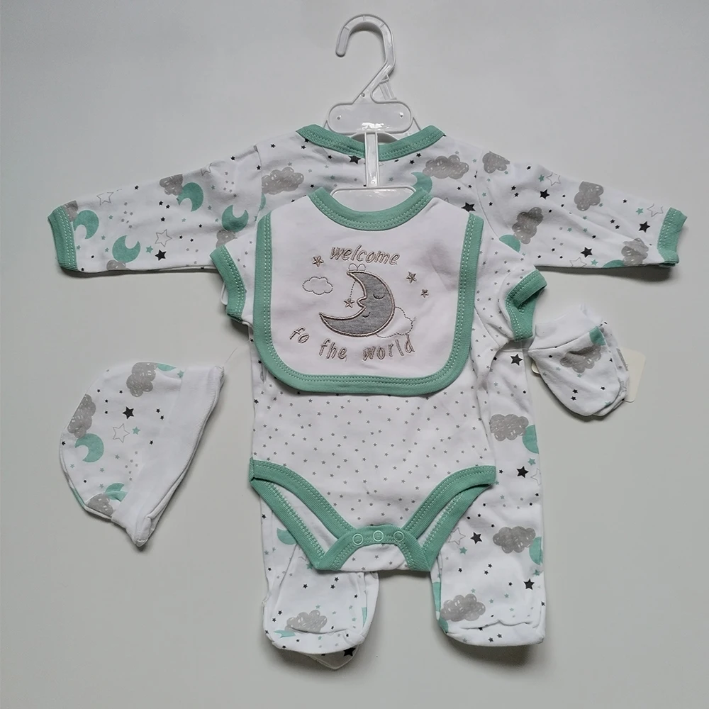 5 Pieces Cartoon Design Baby Clothes Newborn Set High Quality Layette Gift Set for 0-9 Month Unisex Baby Clothes Modern