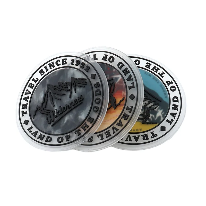 Custom embossed 3D PVC  logo patches rubber transparent background badge