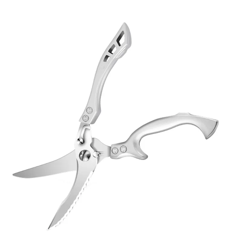 High Quality Heavy Duty Multipurpose Kitchen Shears - Stainless Steel, Serrated Edge, Spring Loaded, No Rust