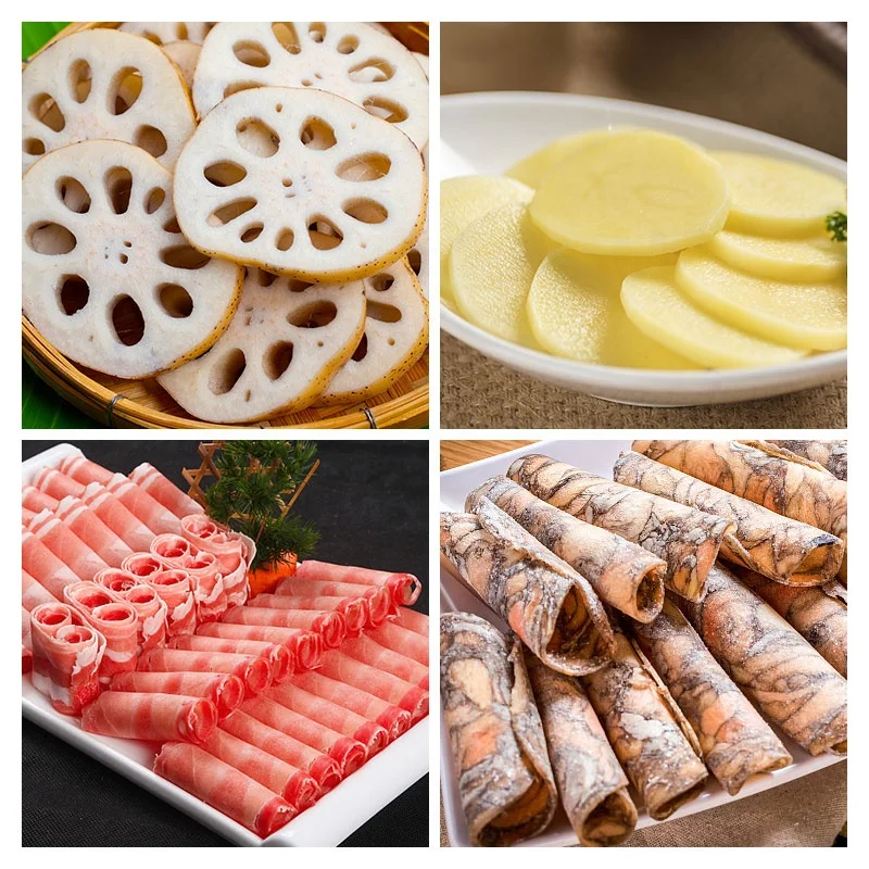 Rebanadora De Carne Fully Automatic Commercial Wide Frozen Fish Meat Bacon Slice Cut Make Slicer 4 Rolls Machine
