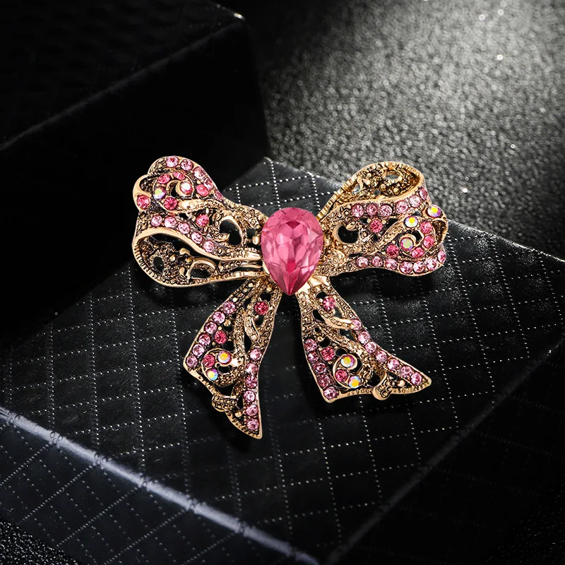 Fashion Luxury alloy butterfly bow diamond brooches brooch pin