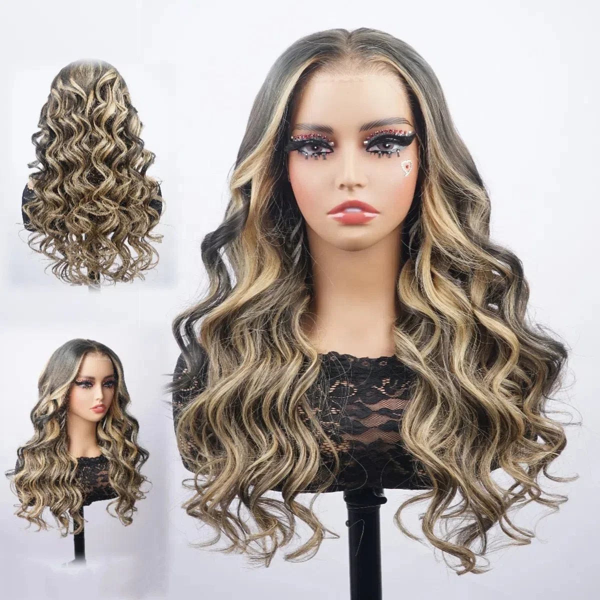 Raw Indian Hair Highlights Wig Mix Color Curly Pre Plucked Hd Transparent Lace Front Virgin Human Hair Wigs For Black Women