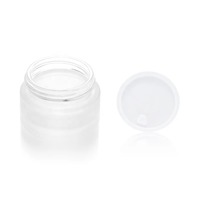 In stock Small Order Acceptable Empty Round Cylinder 5g 10g 20g 30g 50g frost cosmetic cream glass jar with silver screw lid