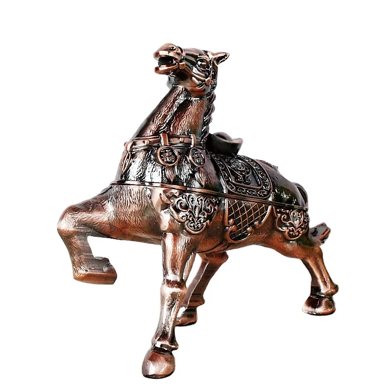 Manufacturer Direct Sale Wholesale Top Sell  Animal Horse Ashtray Custom Made Metal Ashtray with Lid