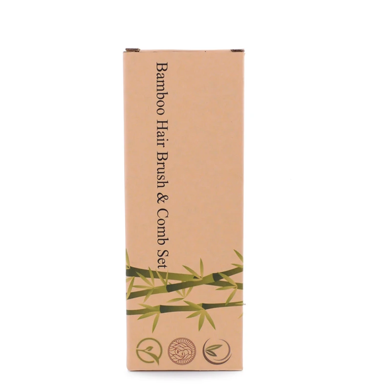 Wholesale  Customized bamboo handle hair brush boxed set bamboo Needle Bamboo Hair Brush Set
