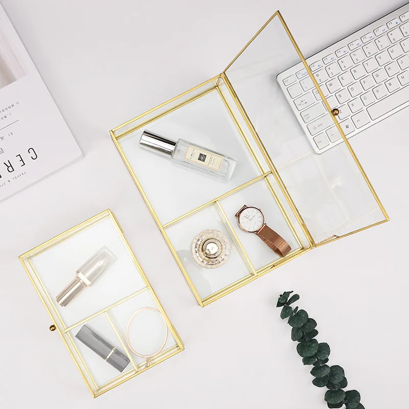 Special Offer Home Decoration metal glass Serving Trays with lid Melamin luxury Gold Perfume vanity Tray