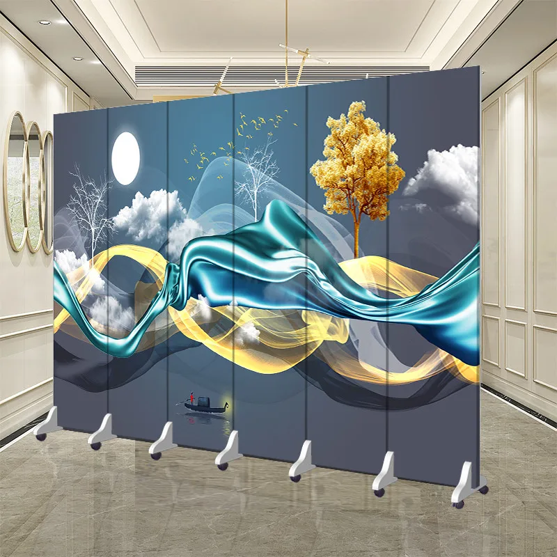 Simple modern living room home mobile partition wall sliding office shelter bed folding screen