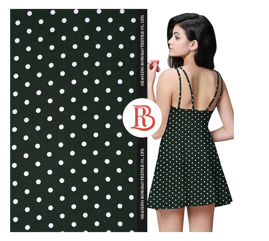 Wholesale vogue in stock garment designer fashion polka dot rayon fabric printed summer dress