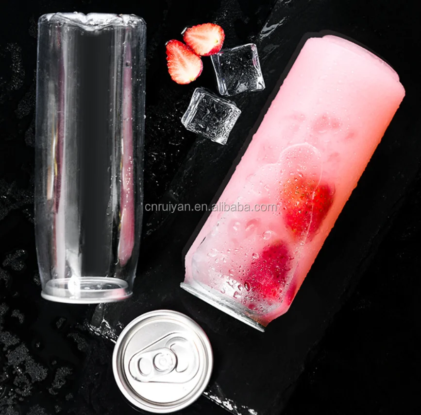 400ml 500ml 600ml Empty disposable Plastic Juice Beverage Container food grade  PET milk tea bottle With Aluminum lid