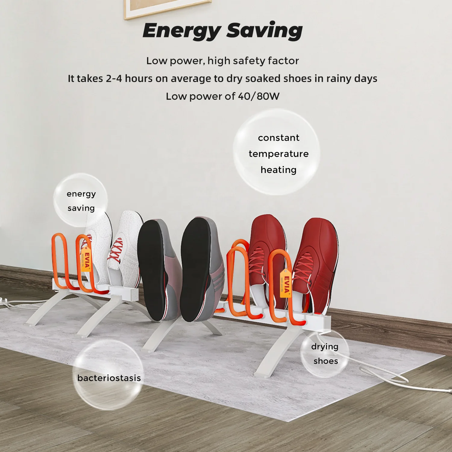 EVIA Latest Portable Energy Saver Electronic Furniture Family Children Shoes Dryer