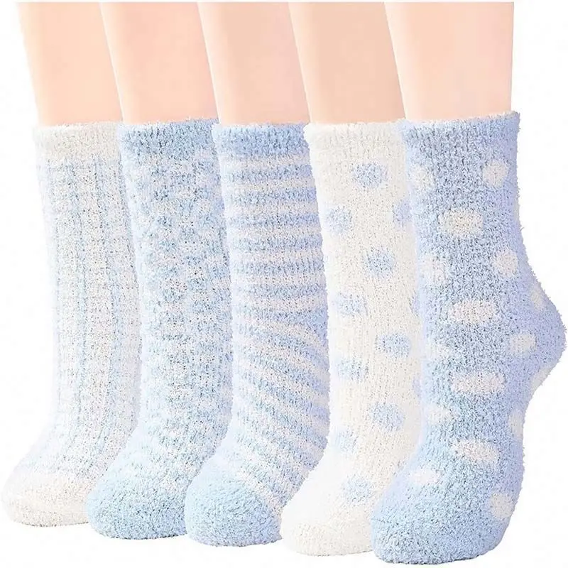 Custom logo Manufacture Soft Slipper Home Thick  Knitted Women  Novelty Winter Fuzzy Socks