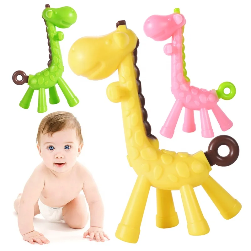 
Amazon hot sale custom silicone baby pacifier clip baby teether bpa free baby teething toy giraffe 
