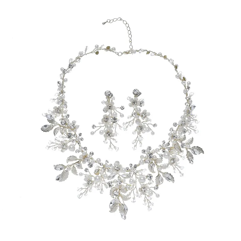 2020 New Fashion Women Necklace Earring Pale Gold Jewelry Necklace Jewelry Sets For Gifts And Party