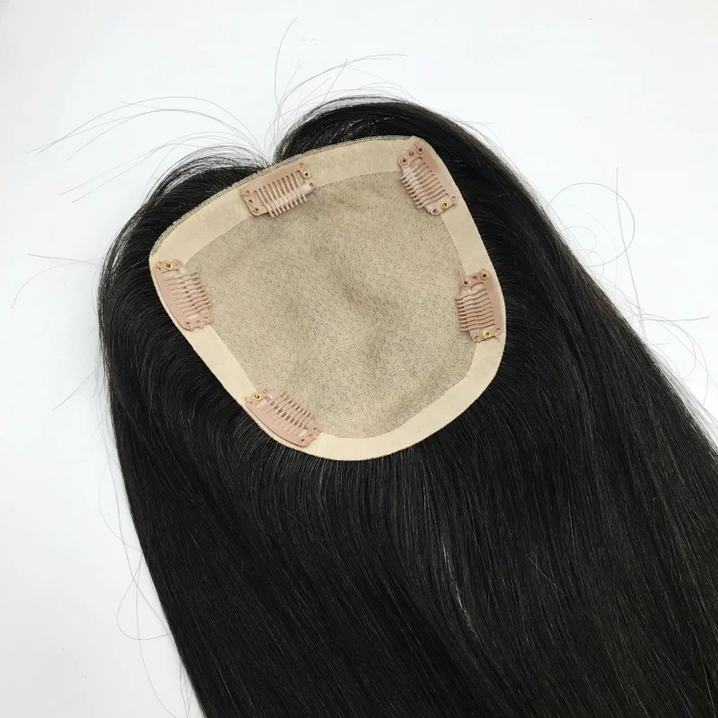 FindVirginHair Silk Top Thin Skin Injected Base Clip Human Hair Topper Pieces For White Women Virgin Natural Hair Patch