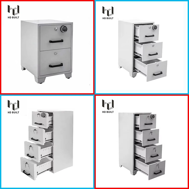 Modern Office Equipment 3 Drawers Steel Fireproof Safe Cabinet Vertical Steel Filing Cabinet