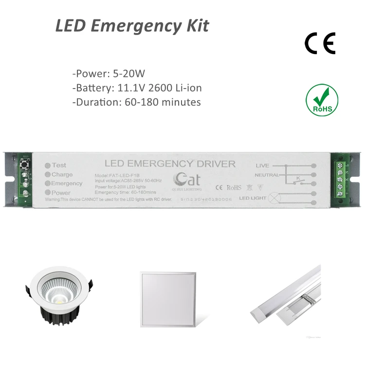 Tube LED Emergency Driver Kit with 220V Fire Emergency Light Multiple Output Power Supply Battery Pack