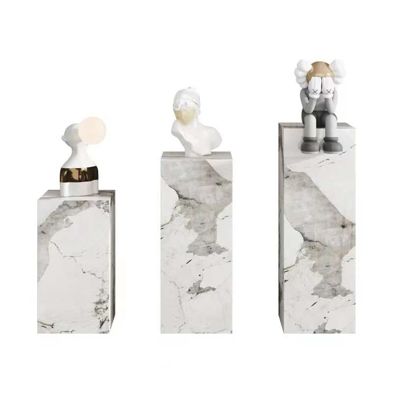 100% Natural Stone Polished Marble Rectangle Marble Plinth Side Table Pedestal Display Stand