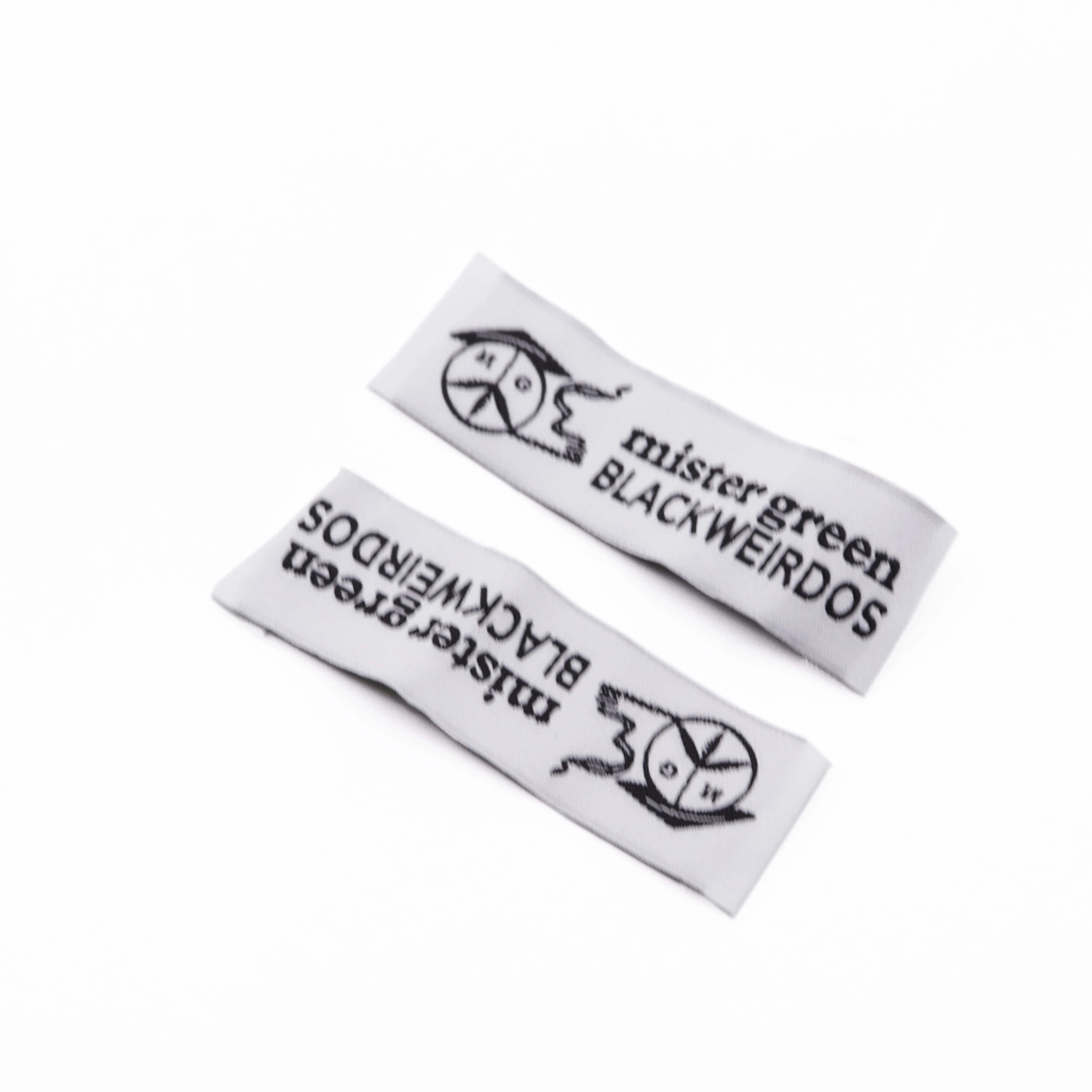 Manufacturer custom white cotton woven label for women fashion clothing dress neck washing instruction wig labels tag maker