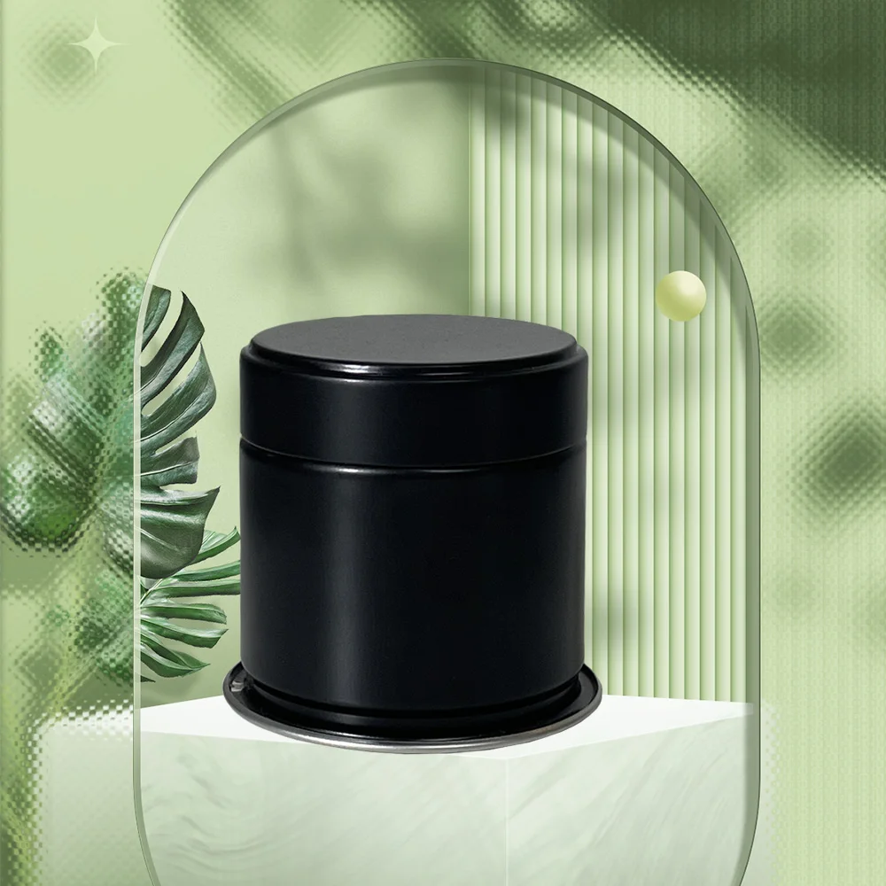 Wholesale black round welding  matcha tin tea white silver aluminum jar 30g easy open ring pull matcha tin can