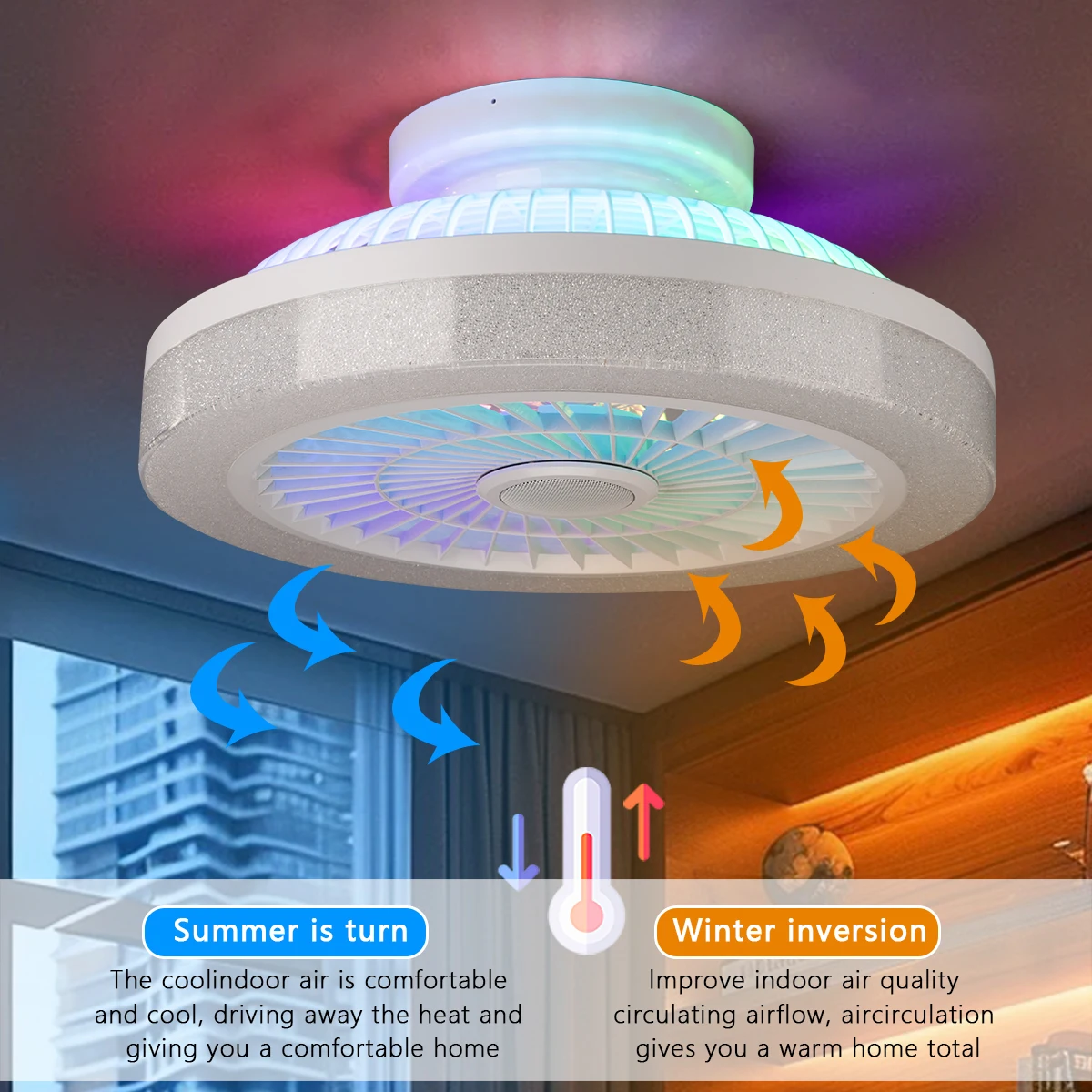 Modern Ceiling Fan Light DC 20w Design 18 Inch RGBW APP Remote Control LED Ceiling Fans with Lights